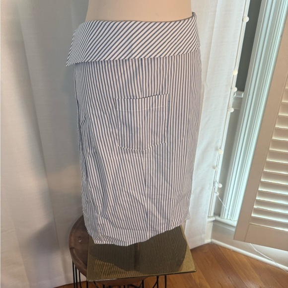 Zara Blue White Striped Skirt XS NWT Foldover Waist - Picture 2 of 6